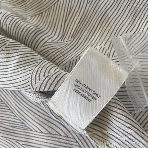 Rebecca Taylor Blouse Womens Sz 10  Cream Gray Kimono Print  Lyocell Flowy NWT - Picture 13 of 14